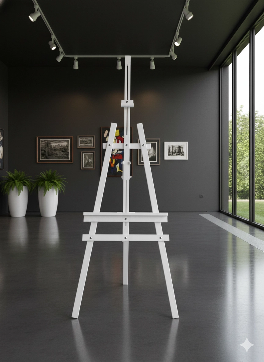 Ahşap Ressam Sehpası Ahşap Şövale Beyaz Renkli Şövale 175 cm